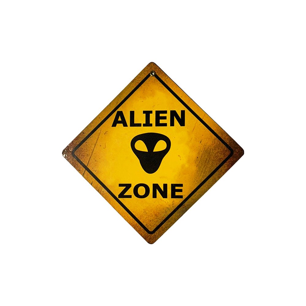 Cartel Chapa 18x18cm "ALIEN ZONE" - Imagen 2