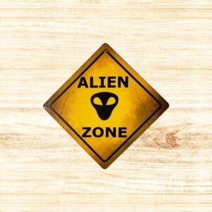 Cartel Chapa 18x18cm "ALIEN ZONE"