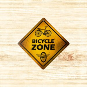 Cartel Chapa 18x18cm "BICYCLE ZONE"