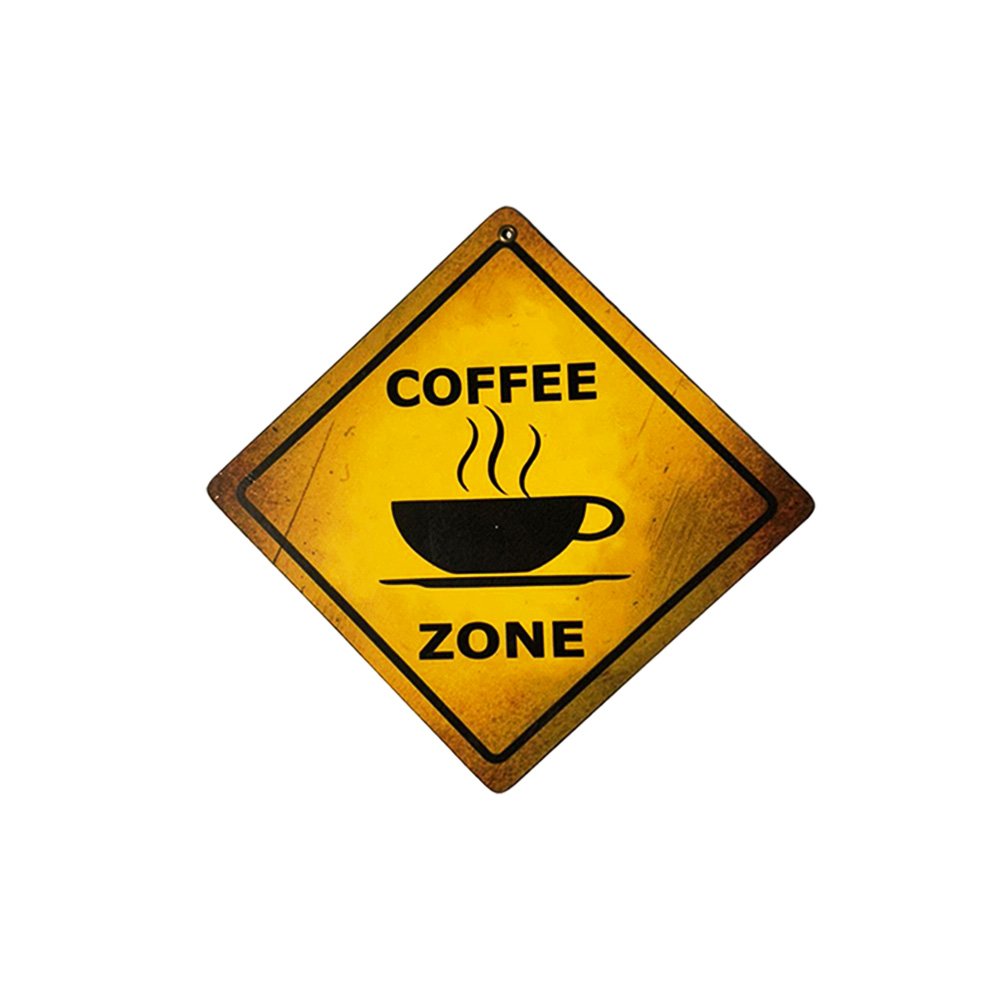 Cartel Chapa 18x18cm "COFFE ZONE" - Imagen 2