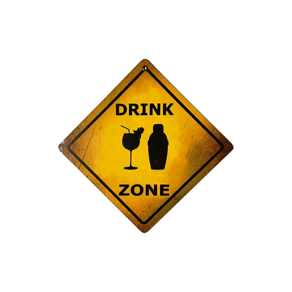 Cartel Chapa 18x18cm "DRINK ZONE" - Imagen 2