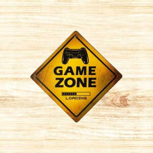 Cartel Chapa 18x18cm "GAME ZONE"