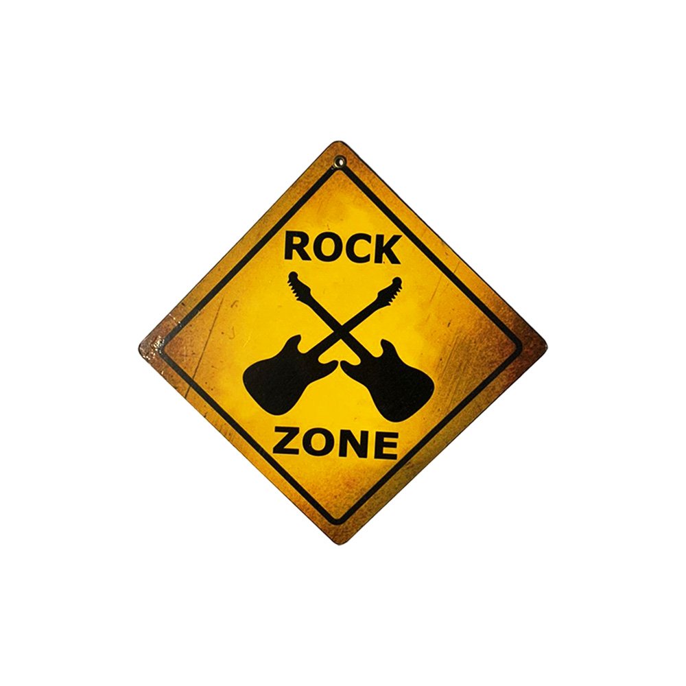 Cartel Chapa 18x18cm "ROCK ZONE" - Imagen 2