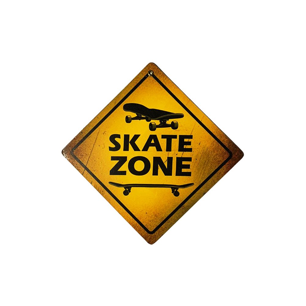 Cartel Chapa 18x18cm "SKATE ZONE" - Imagen 2