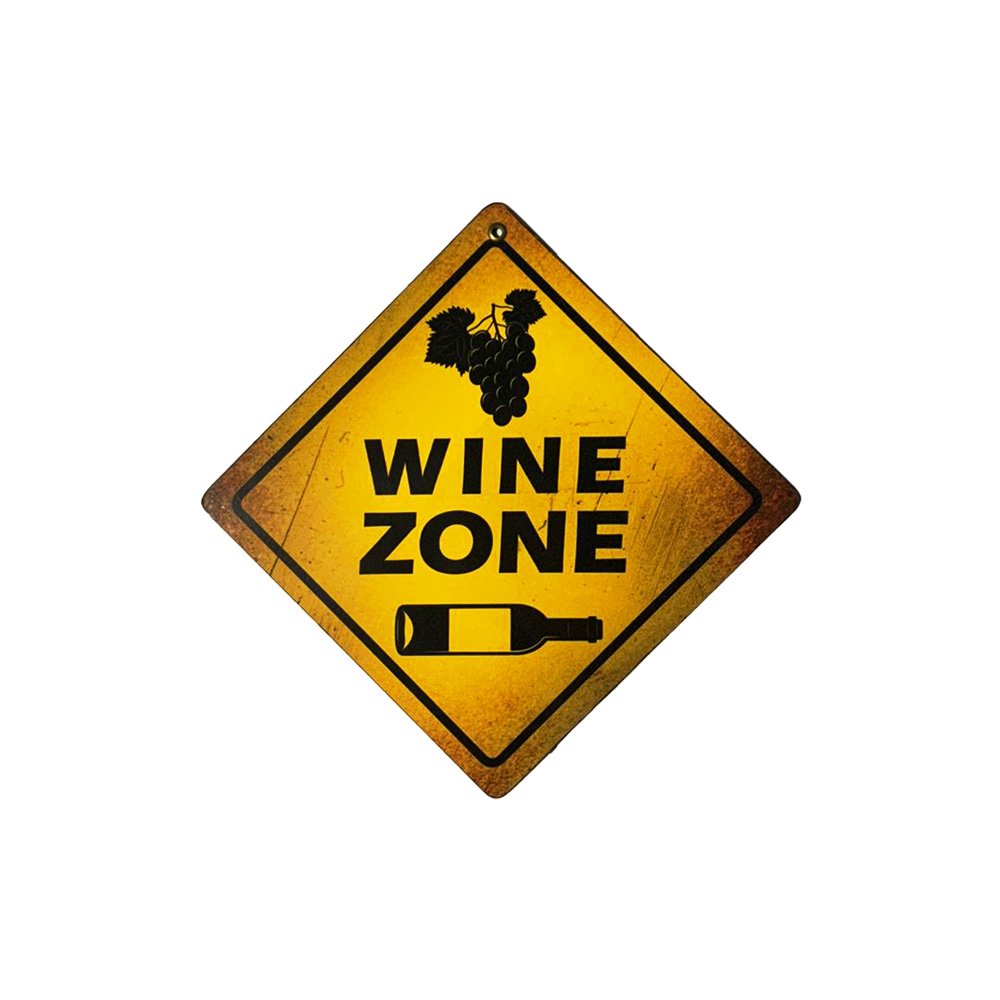 Cartel Chapa 18x18cm "WINE ZONE" - Imagen 2
