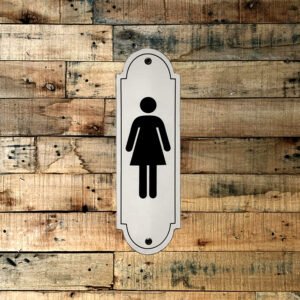 Cartel Chapa 8x22cm "MUJER BAÑO"