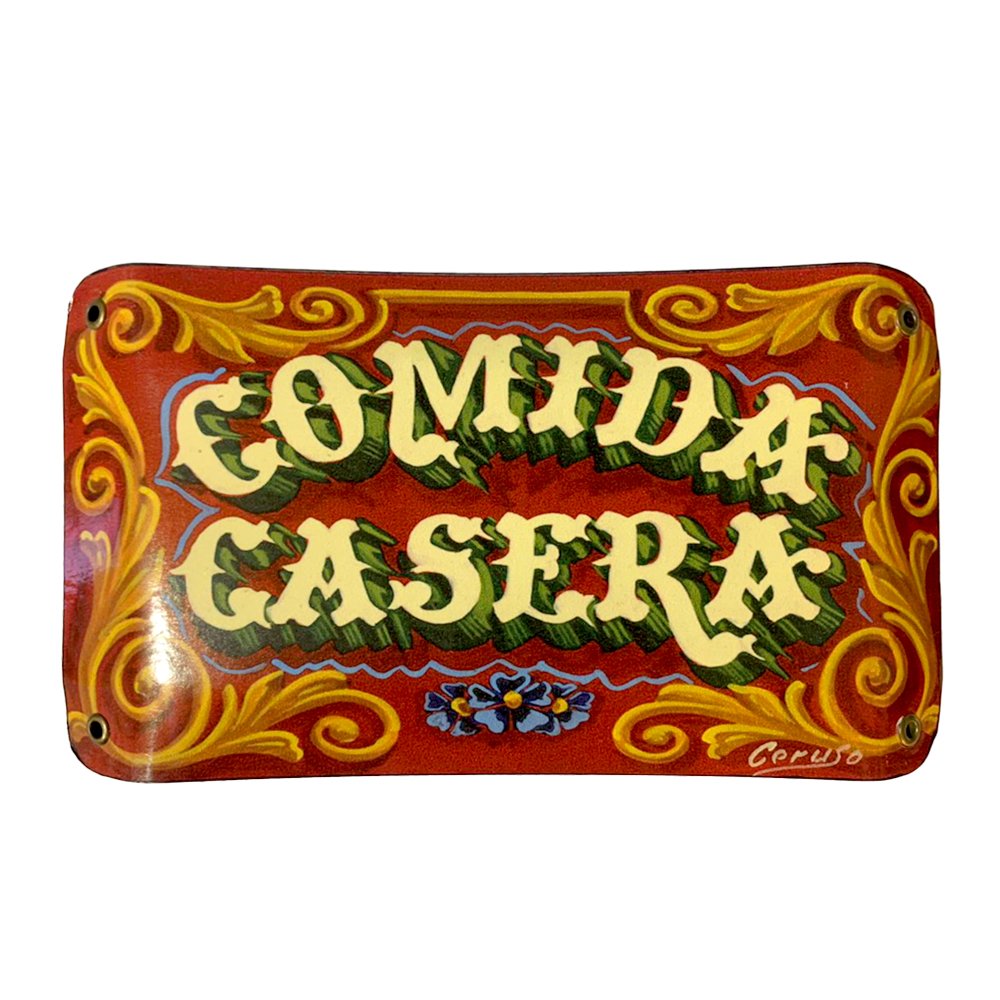 Cartel Chapa 13x22cm "COMIDA CASERA"(FILETEADO) - Imagen 2