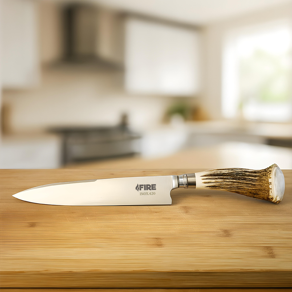 CUCHILLO FIRE INOX ROSETA DE CIERVO