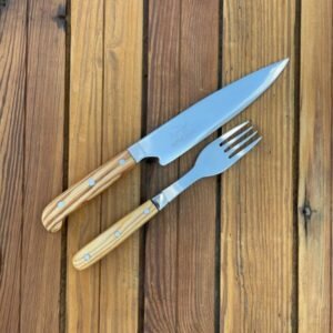 CUCHILLO CRIOLLITO Y TENEDOR SETTER MADERA