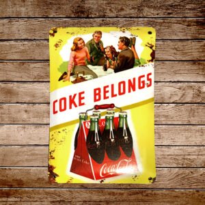 Cartel Chapa 25x35cm "Coca~Cola Coke belongs"
