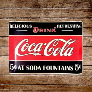 Cartel Chapa 25x35cm "Drink Coca~Cola $5"