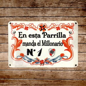 Cartel Chapa 25x35cm "En Esta Parrilla Manda El Millonario"