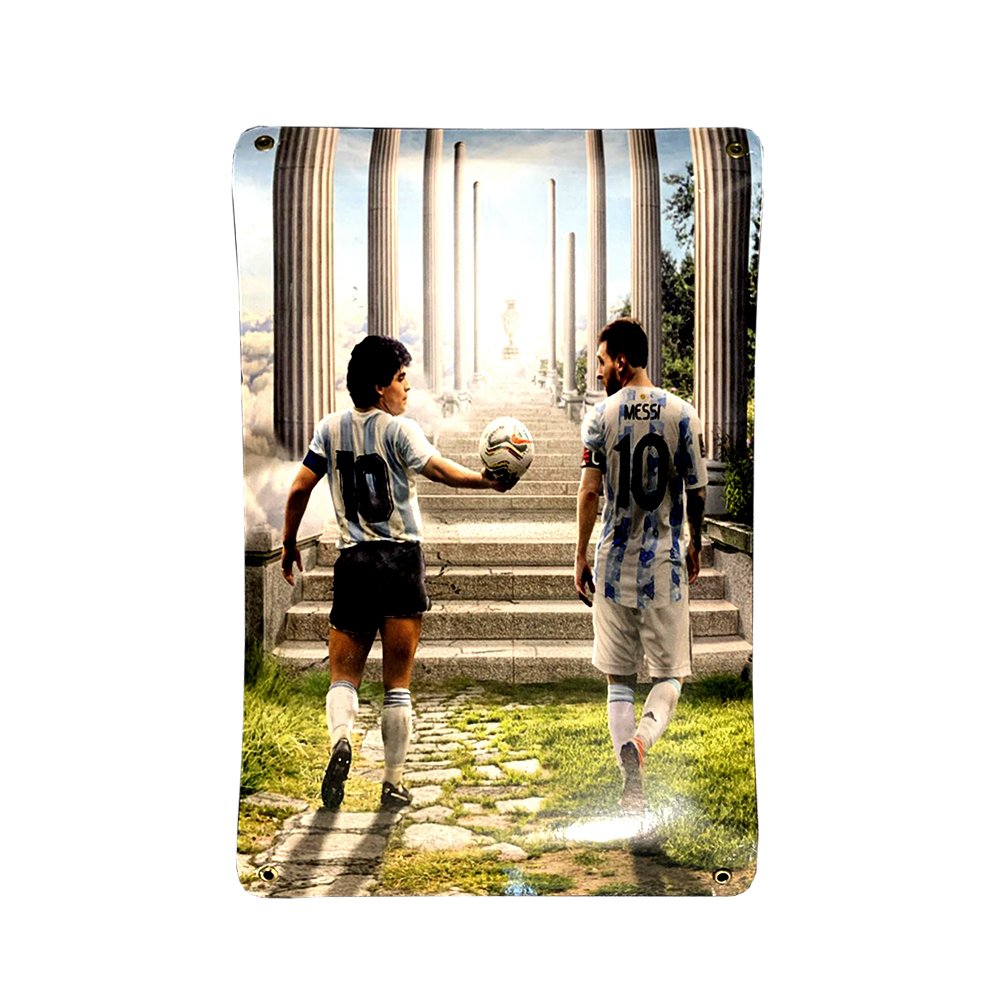 Cartel Chapa 25x35cm "Messi Y Maradona" - Imagen 2
