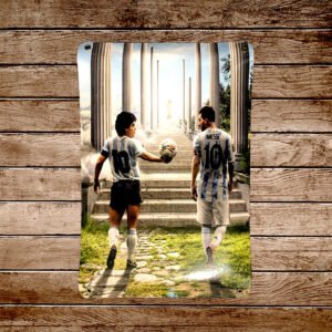 Cartel Chapa 25x35cm "Messi Y Maradona"