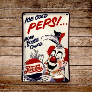 Cartel Chapa 25x35cm "Pepsi Ice Cold Payaso"