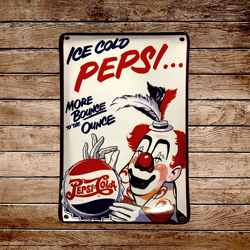 Cartel Chapa 25x35cm "Pepsi Ice Cold Payaso"