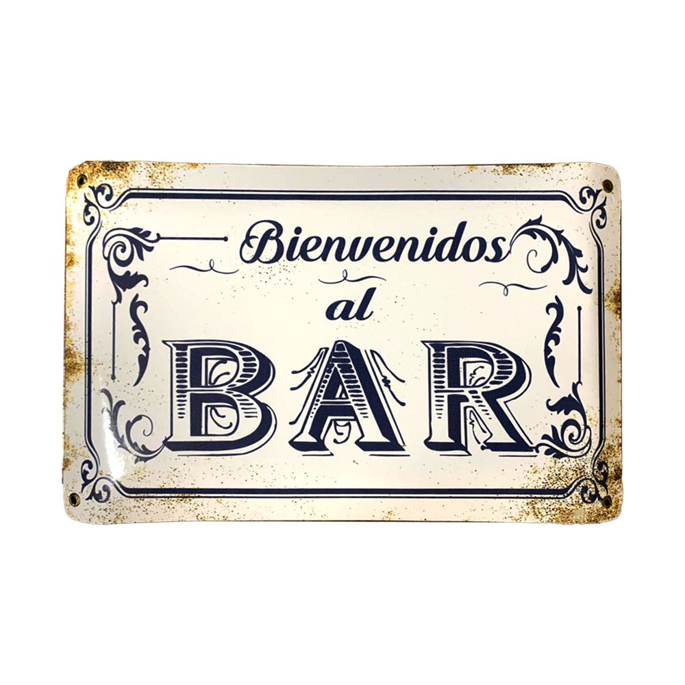 Cartel Chapa 25x35cm "Bienvenidos Al Bar" - Imagen 2