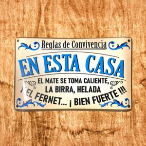 Cartel Chapa 25x35cm "Reglas de Convivencia"