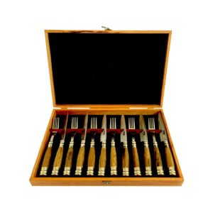 CAJA CUBIERTOS FIRE INOX 12 PIEZAS MADERA ALPACA