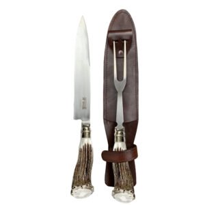 TRINCHE Y CUCHILLO 20CM INOX ROSETA ALPACA VAINA CUERO