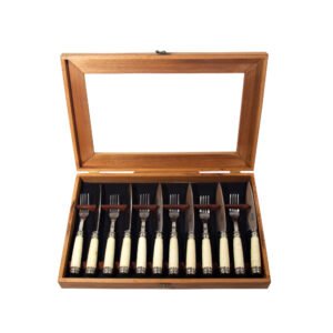 CAJA CUBIERTOS FIRE INOX 12 PIEZAS TRENZADO CRUDO ALPACA