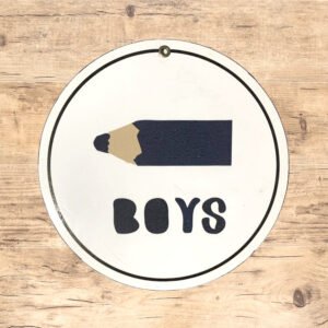 Cartel Chapa 17cm Redondo"BOYS" Lapiz