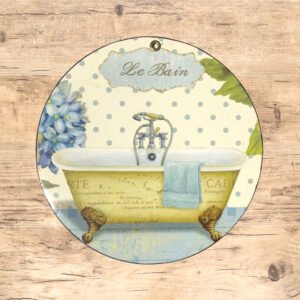 Cartel Chapa 17cm Redondo "Le Bain"