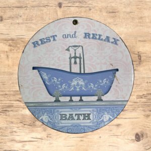 Cartel Chapa 17cm Redondo "REST AND RELAX"