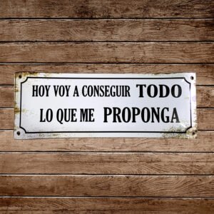 Cartel Chapa 14X37cm "HOY VOY A CONSEGUIR TODO LO QUE ME PROPONGA"